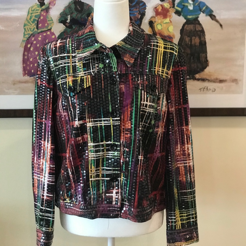 🥳NYE-Ready! Perceptions NY Multi-Colored Sequined Jacket